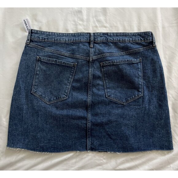 Old Navy Women’s High Rise Marcia Denim Mini Skirt Raw Fringe Hem NWT Size 18 - Picture 2 of 15